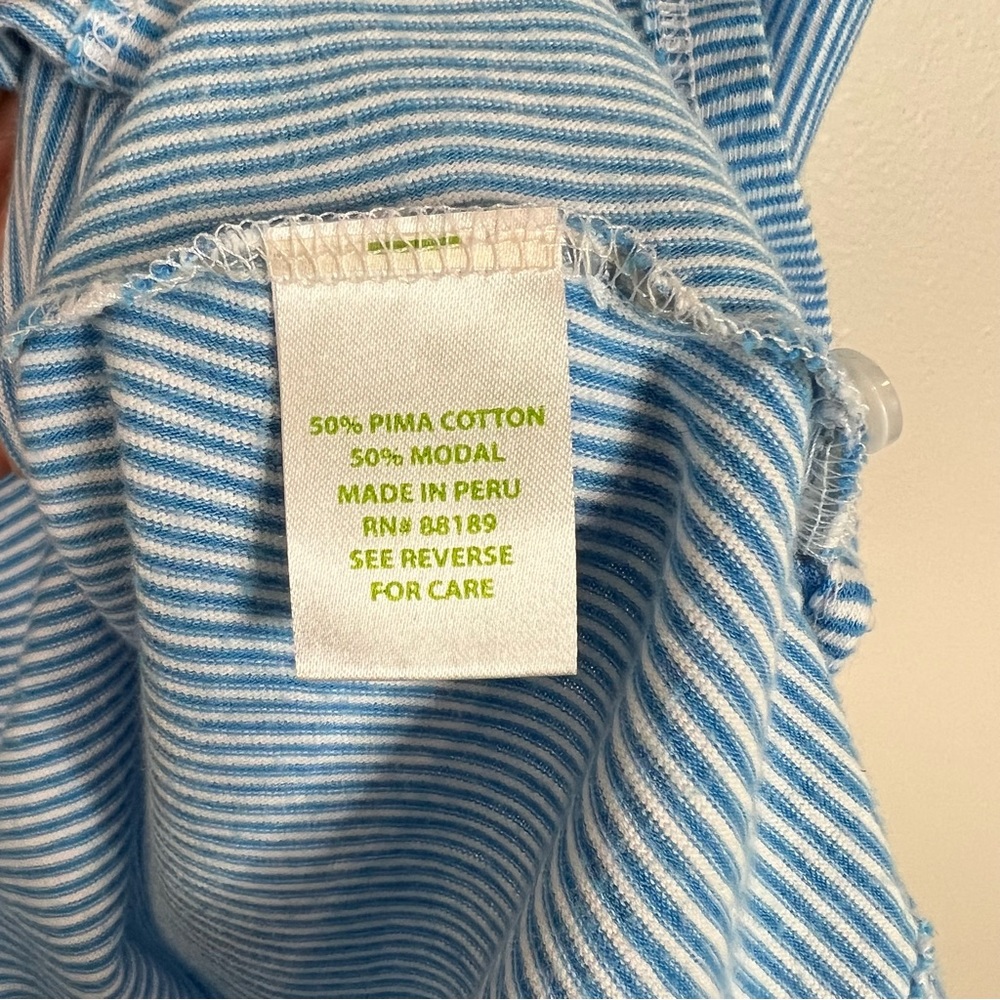 LILLY PULITZER Blue and White Striped Sleeveless Ruffled Collared Drew Polo - Picture 11 of 12